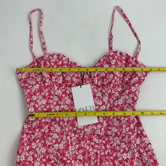 Zara Pink Floral Body Suit Tank Top Style Size Small Adjustable Zip up New NWT - Picture 8 of 16